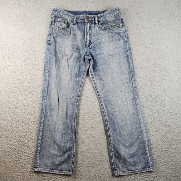 Buffalo Jeans Mens 34x30 Blue Loose Straight Distress Workwear Relaxed Cotton - Picture 2 of 12